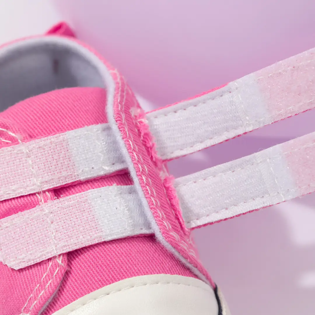 Cross-border Hot Spring and Autumn New Double Row Velcro Baby Canvas Shoes Baby Shoes Bow Soft Sole Toddler Shoes