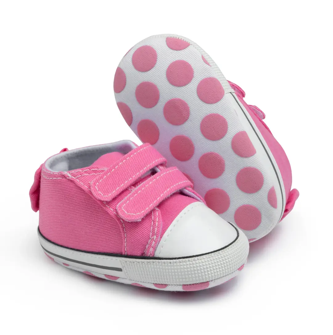 Cross-border Hot Spring and Autumn New Double Row Velcro Baby Canvas Shoes Baby Shoes Bow Soft Sole Toddler Shoes