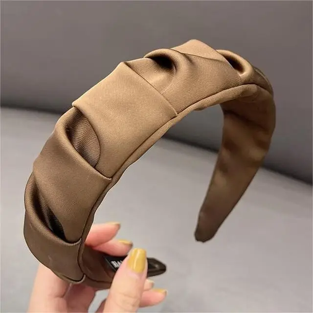 Women's Brown Pearl Wide Brim Headband