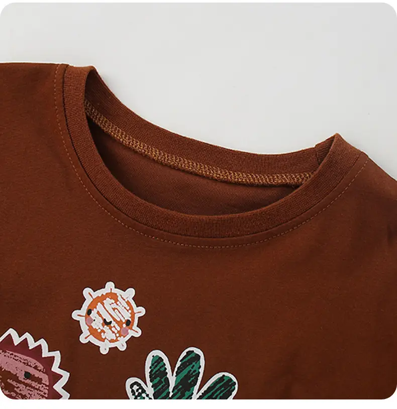 Boys Long Sleeve T-Shirt Dinosaur Print Pure Cotton Brown — feature 12