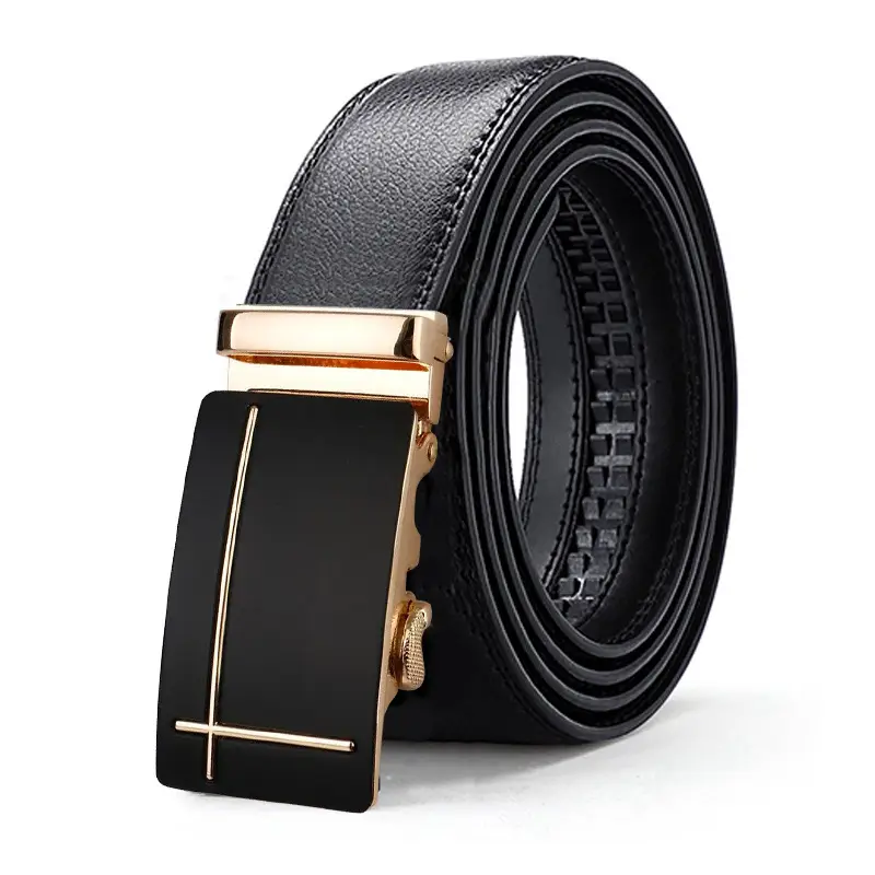 Men's Light Blue Genuine Leather Belt with Automatic Buckle - Image 4