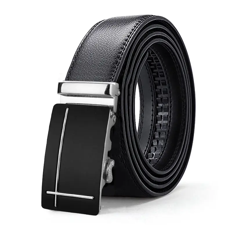 Men's Light Blue Genuine Leather Belt with Automatic Buckle - Image 5