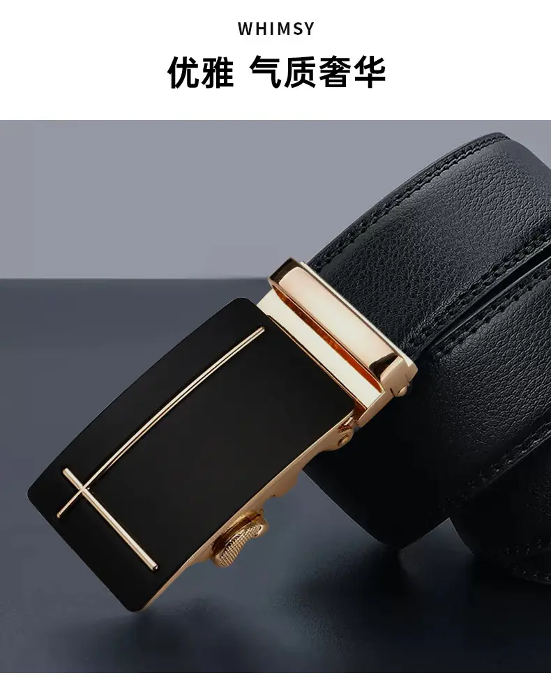 Men's Light Blue Genuine Leather Belt with Automatic Buckle β feature 3