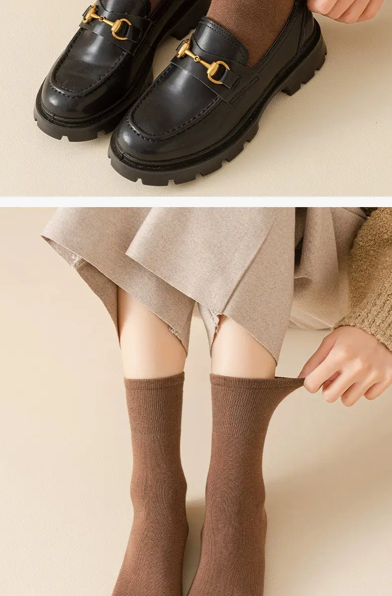 Boneless Socks Women's Mid-Calf Socks Summer Thin Pure Color Stockings Hand-Sewn Autum Confinement Stockings White Pile — feature 14