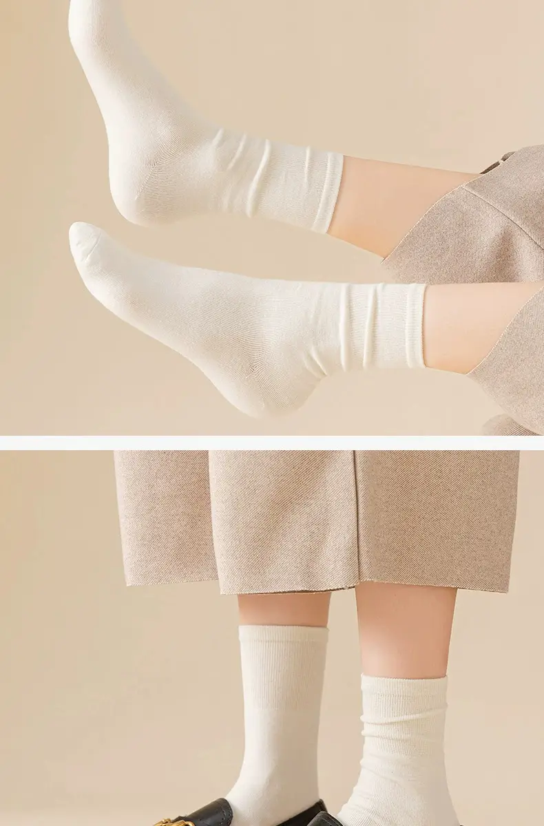 Boneless Socks Women's Mid-Calf Socks Summer Thin Pure Color Stockings Hand-Sewn Autum Confinement Stockings White Pile — feature 16