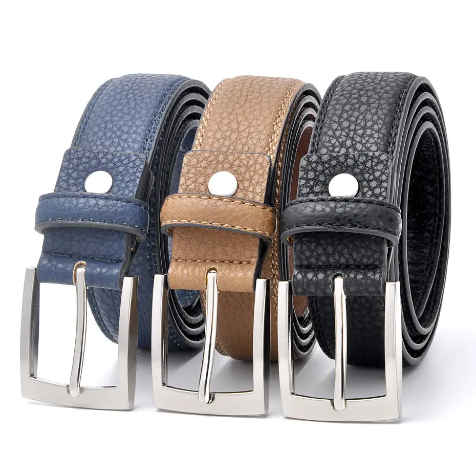 Men's Belt Lychee Pattern Pu Zinc Buckle 2026 - Image 4