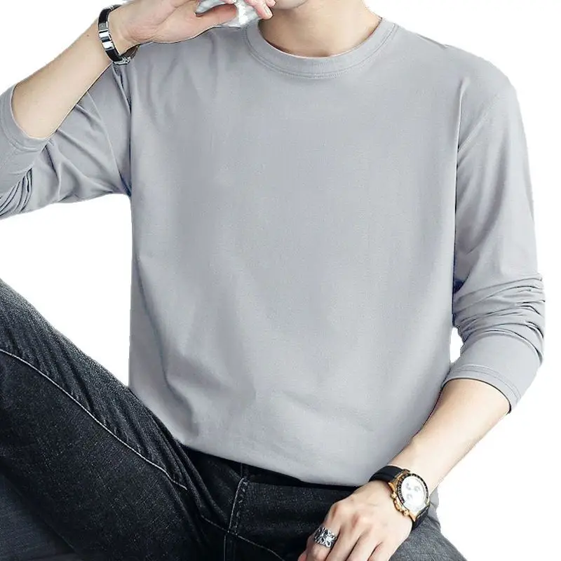 Men's Black Long Sleeve T-Shirt Round Neck Large - Image 11
