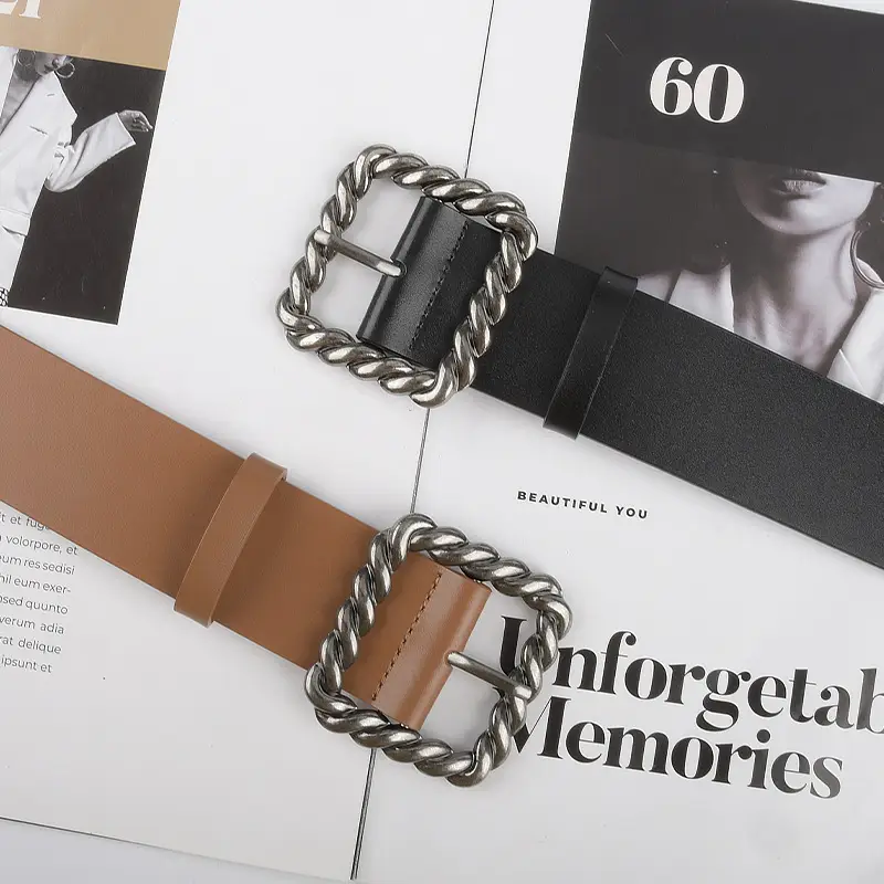 Women's Brown Genuine Leather Wide Belt 110cm