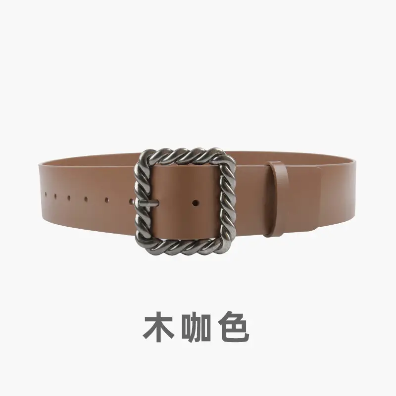 Women's Brown Genuine Leather Wide Belt 110cm