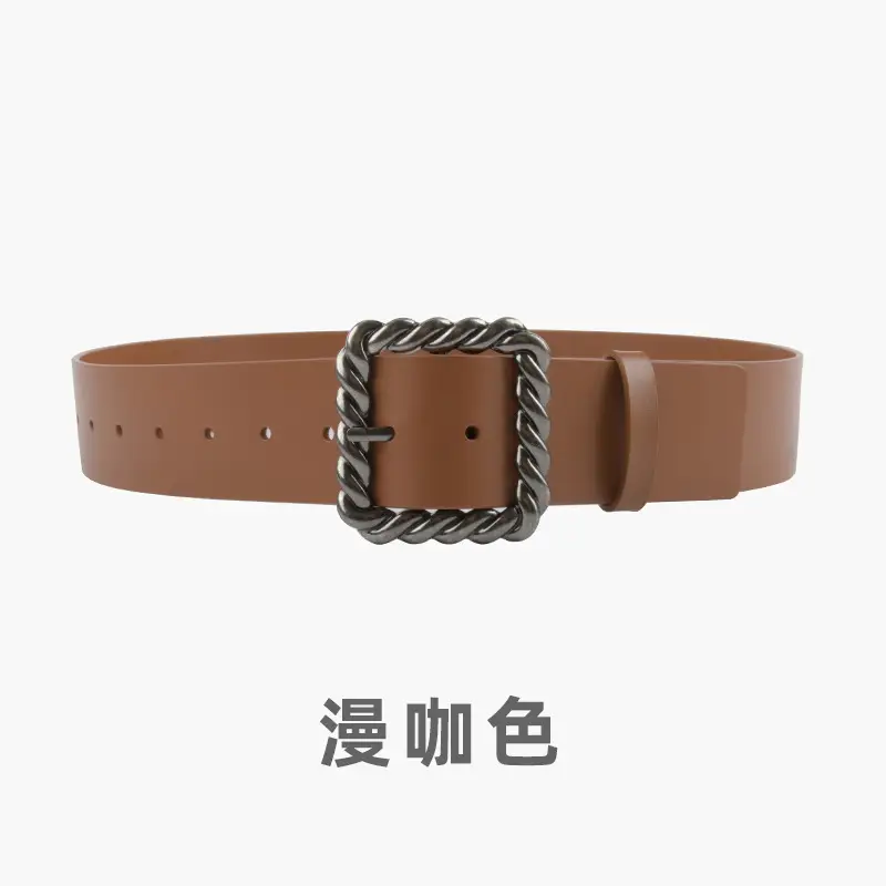 Women's Brown Genuine Leather Wide Belt 110cm