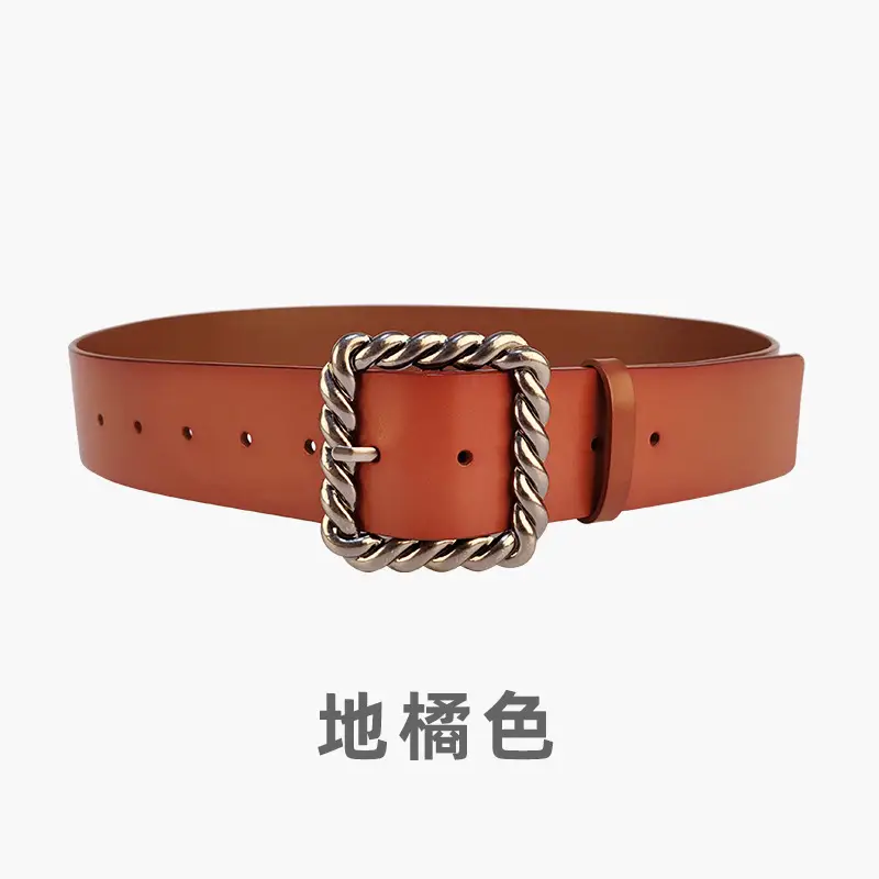 Women's Brown Genuine Leather Wide Belt 110cm