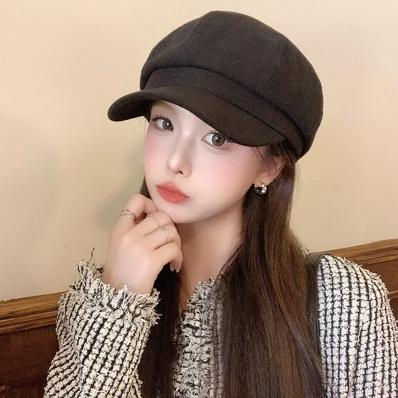 Women's Black Japanese Beret Hat for Summer Autumn - Image 2
