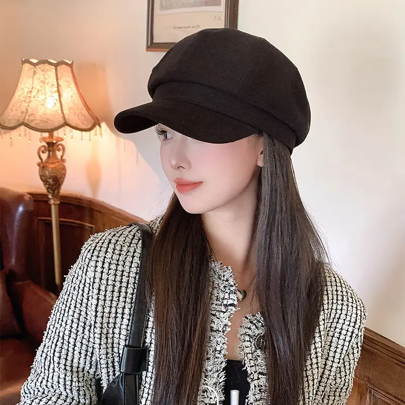 Women's Black Japanese Beret Hat for Summer Autumn - Image 3