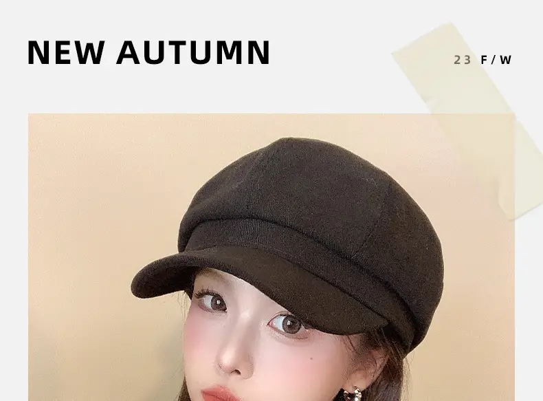 Women's Black Japanese Beret Hat for Summer Autumn — feature 1