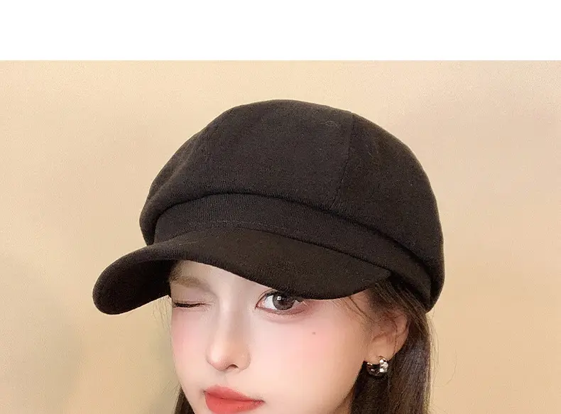 Women's Black Japanese Beret Hat for Summer Autumn — feature 14