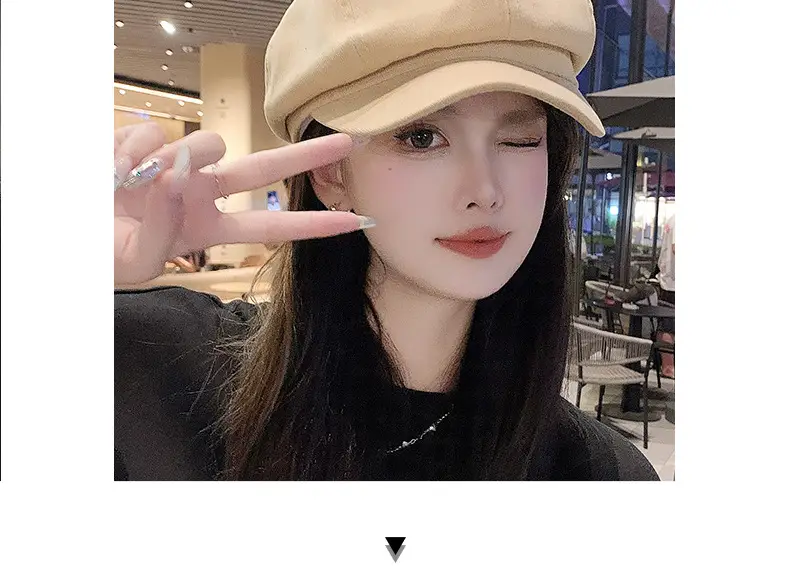 Women's Black Japanese Beret Hat for Summer Autumn — feature 20