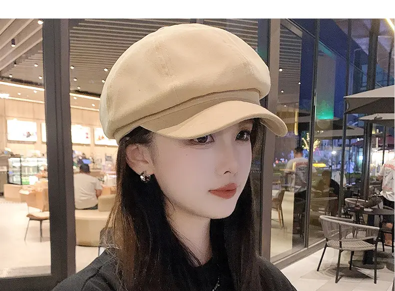 Women's Black Japanese Beret Hat for Summer Autumn — feature 21