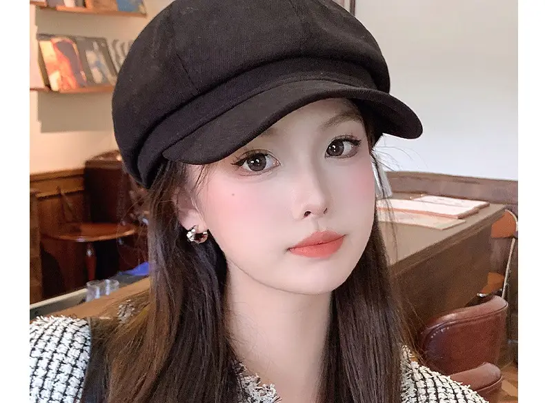 Women's Black Japanese Beret Hat for Summer Autumn — feature 9
