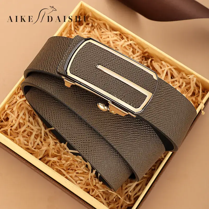 Men's Automatic Buckle Belt with Cowhide Strap - Image 4