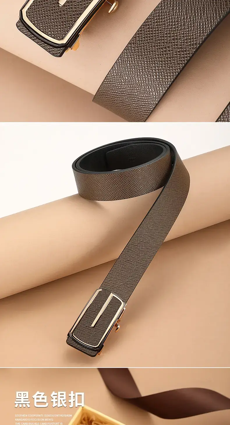 Men's Automatic Buckle Belt with Cowhide Strap β feature 12