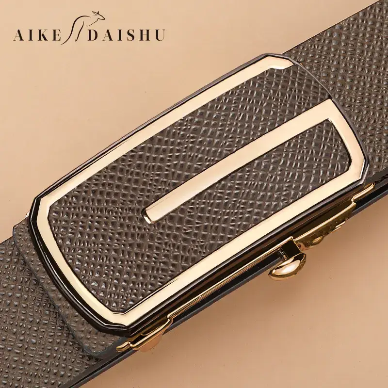 Men's Automatic Buckle Belt with Cowhide Strap