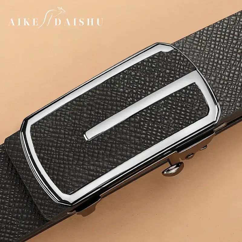 Men's Automatic Buckle Belt with Cowhide Strap - Image 2
