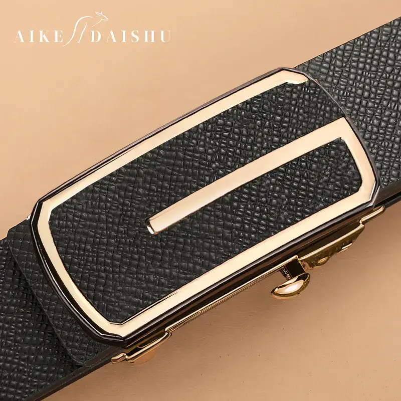 Men's Automatic Buckle Belt with Cowhide Strap - Image 3