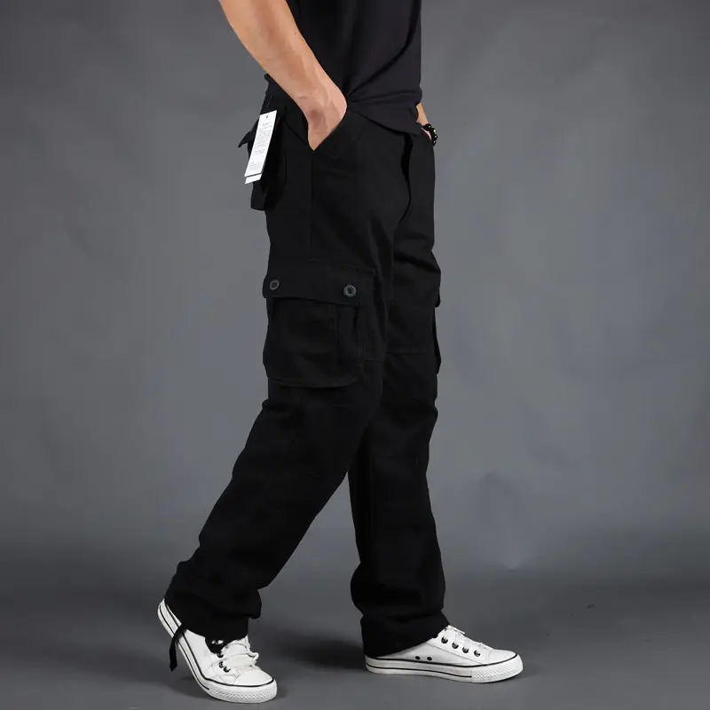 Grey Multi-Pocket Cargo Pants for Men, Loose Fit, 6PcPants, Casual Winter - Image 8