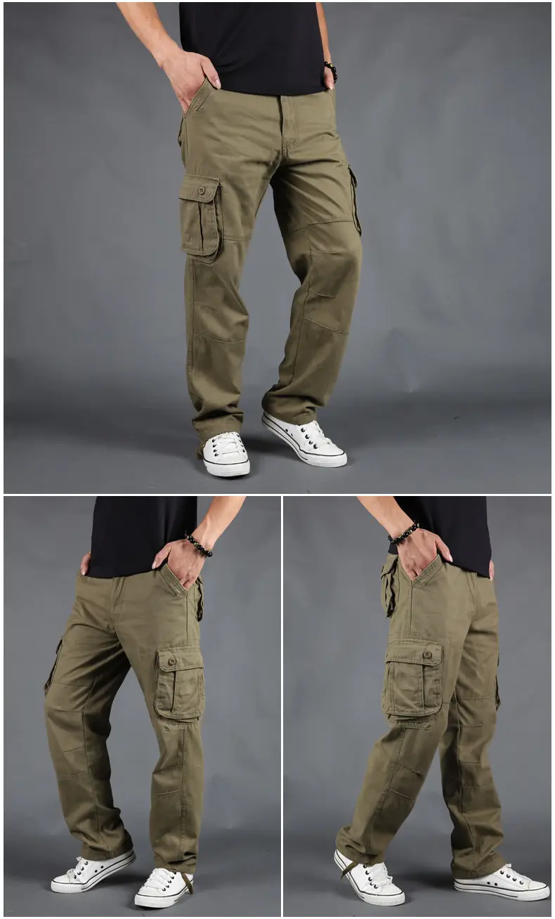 Grey Multi-Pocket Cargo Pants for Men, Loose Fit, 6PcPants, Casual Winter — feature 11