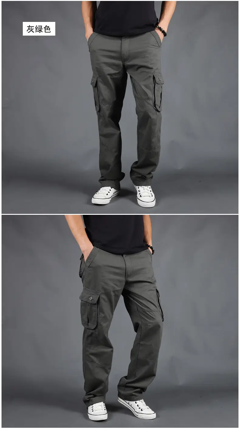 Grey Multi-Pocket Cargo Pants for Men, Loose Fit, 6PcPants, Casual Winter — feature 12
