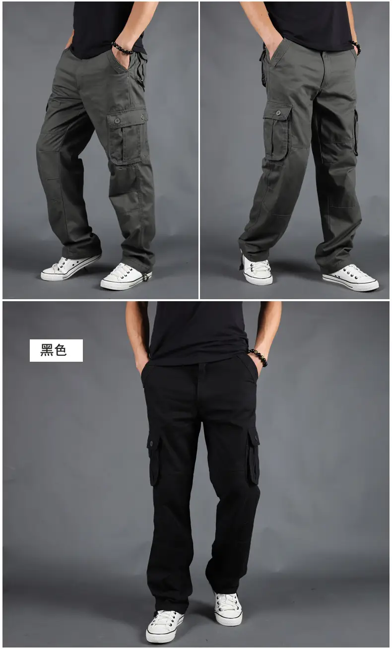 Grey Multi-Pocket Cargo Pants for Men, Loose Fit, 6PcPants, Casual Winter — feature 13