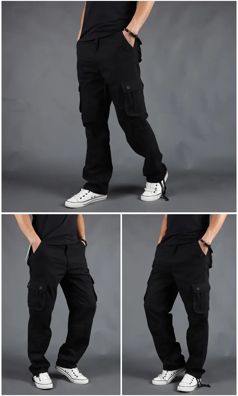 Grey Multi-Pocket Cargo Pants for Men, Loose Fit, 6PcPants, Casual Winter — feature 14