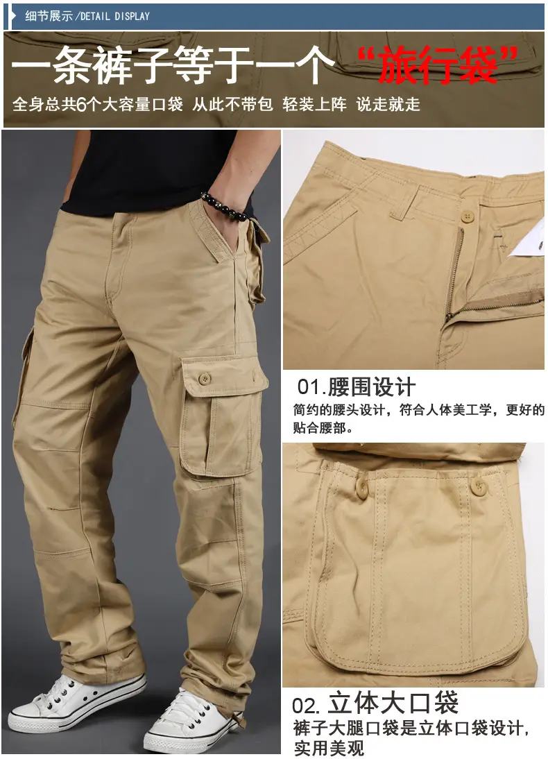 Grey Multi-Pocket Cargo Pants for Men, Loose Fit, 6PcPants, Casual Winter — feature 15