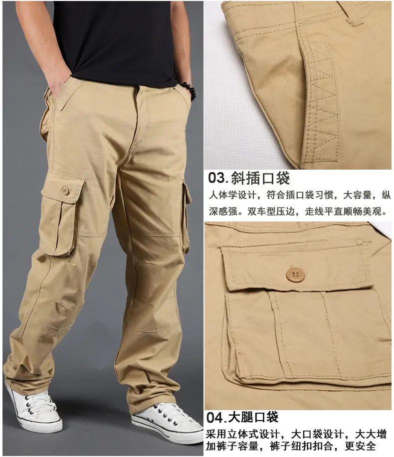 Grey Multi-Pocket Cargo Pants for Men, Loose Fit, 6PcPants, Casual Winter — feature 16