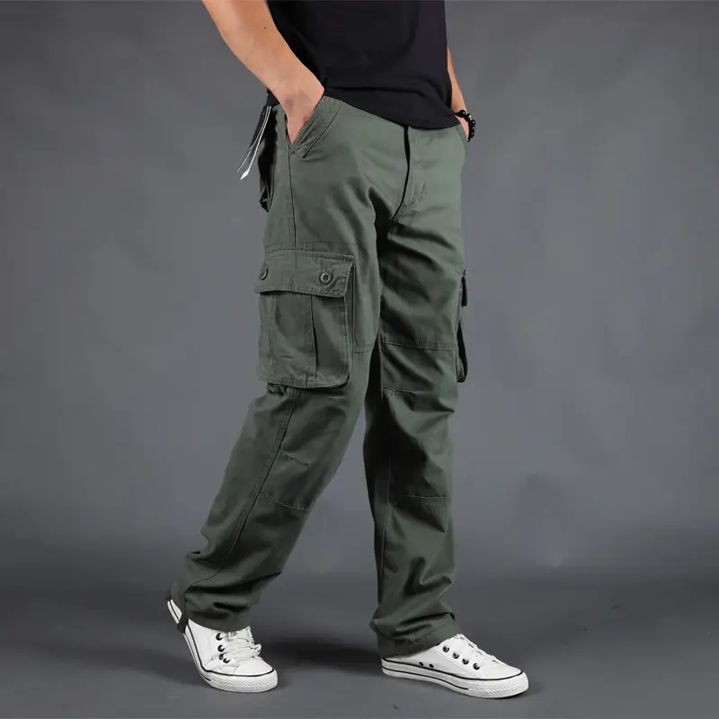 Grey Multi-Pocket Cargo Pants for Men, Loose Fit, 6PcPants, Casual Winter - Image 5