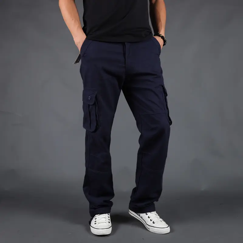 Grey Multi-Pocket Cargo Pants for Men, Loose Fit, 6PcPants, Casual Winter - Image 6