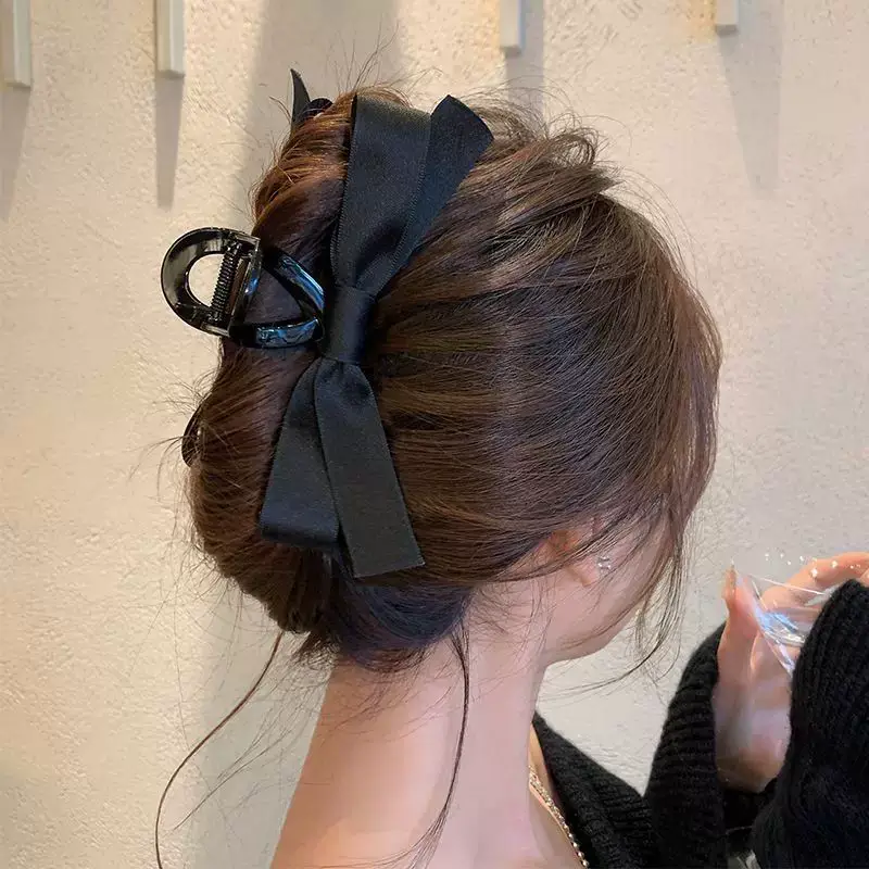 Black Bow Hair Clip for Women Large High-Level Hair — feature 6