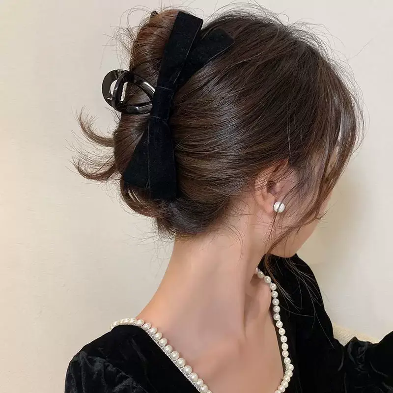 Black Bow Hair Clip for Women Large High-Level Hair — feature 7