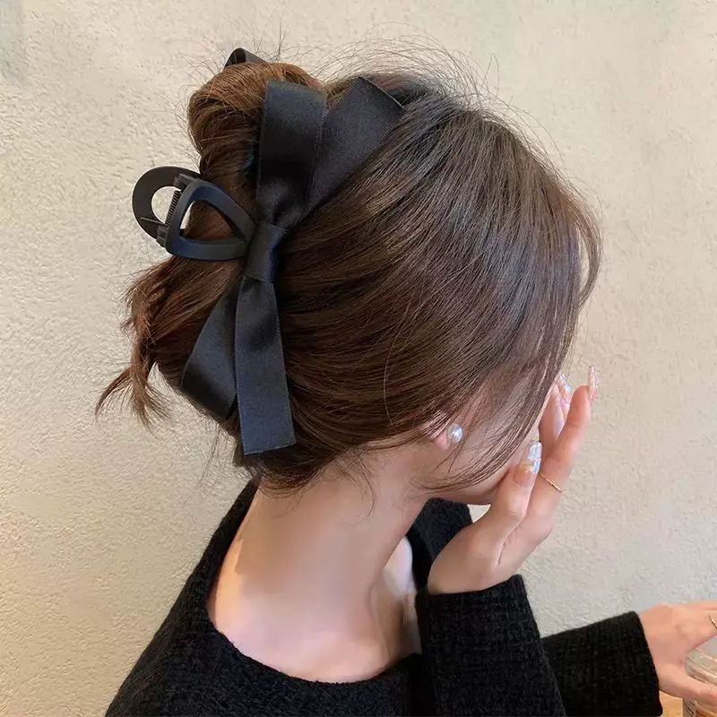 Black Bow Hair Clip for Women Large High-Level Hair — feature 8
