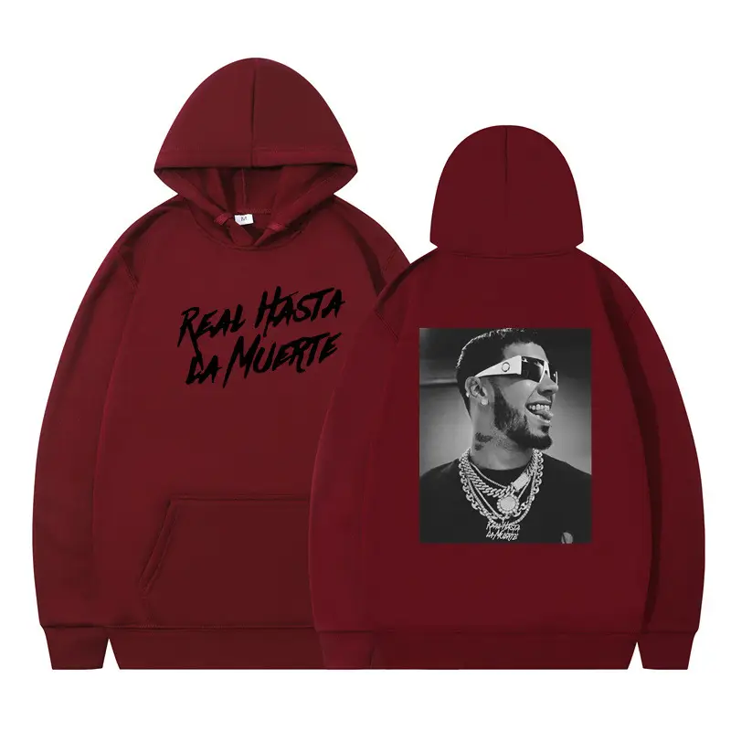 Red Hoodie with Hip Hop Print Double Sided Anime Design - Image 11