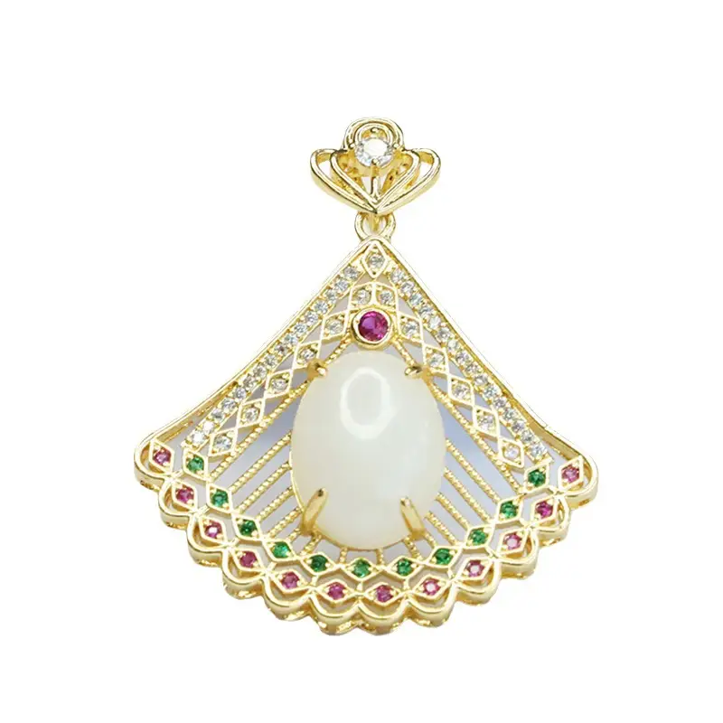 Guan Yu White Jade Peacock Pendant Necklace - Image 6