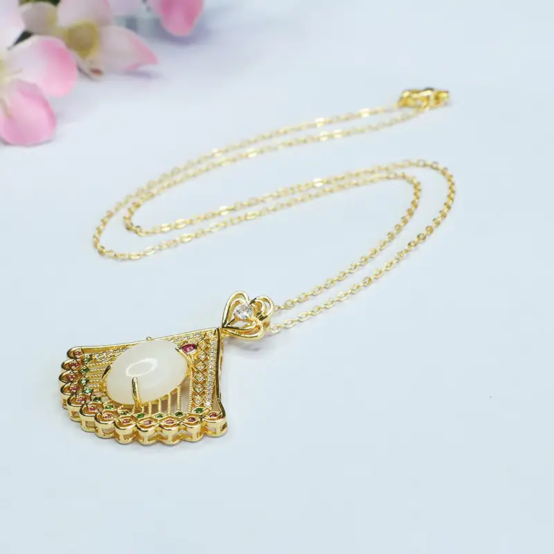 Guan Yu White Jade Peacock Pendant Necklace — feature 12