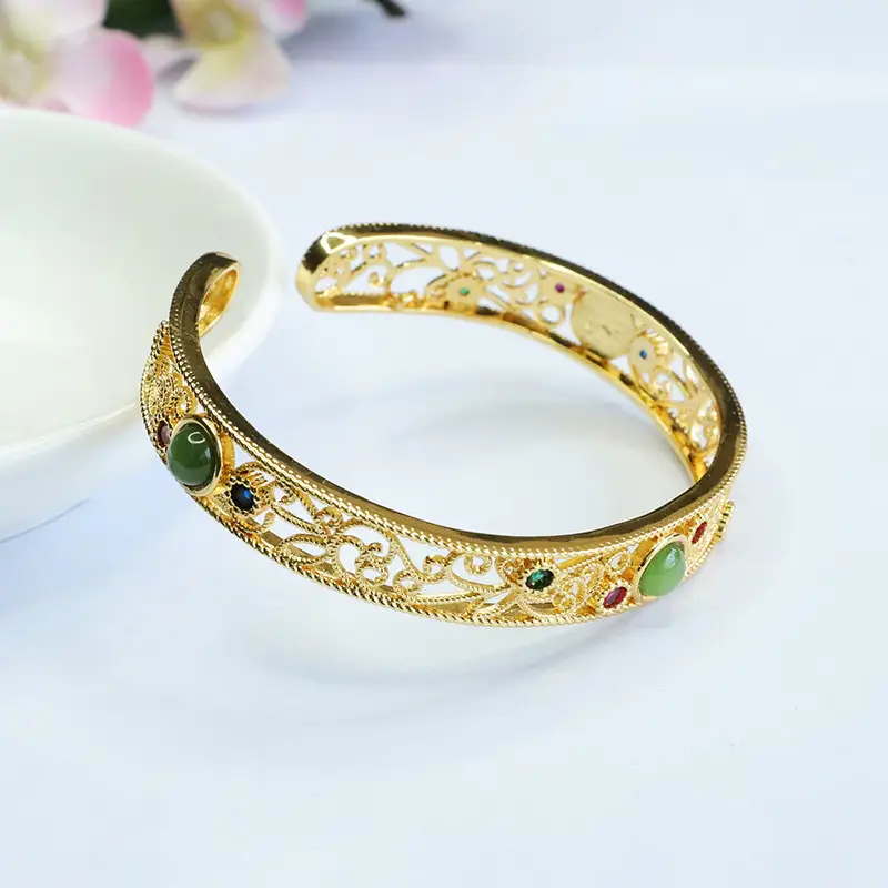 Guan Yu Jade Bracelet Open Jasper Green Stone — feature 8
