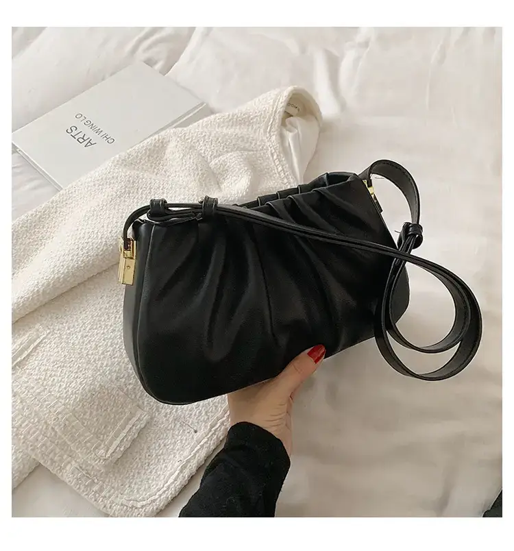 Black Retro Folded Shoulder Bag for Women — feature 16