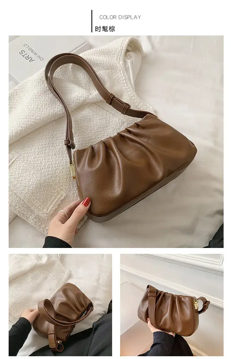 Black Retro Folded Shoulder Bag for Women — feature 9
