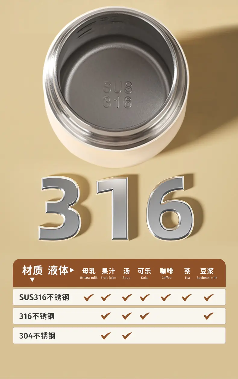New 316 Stainless Steel Insulation Children's Bottle Multi-use Straw Water Cup Going Out Anti-choking Newborn Baby Learn to Drink Cup — feature 5