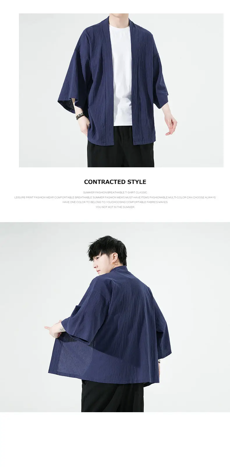 2023 Men Grey Chinese Style Cardigan Large — feature 15