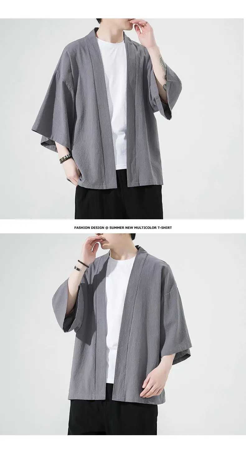 2023 Men Grey Chinese Style Cardigan Large — feature 18