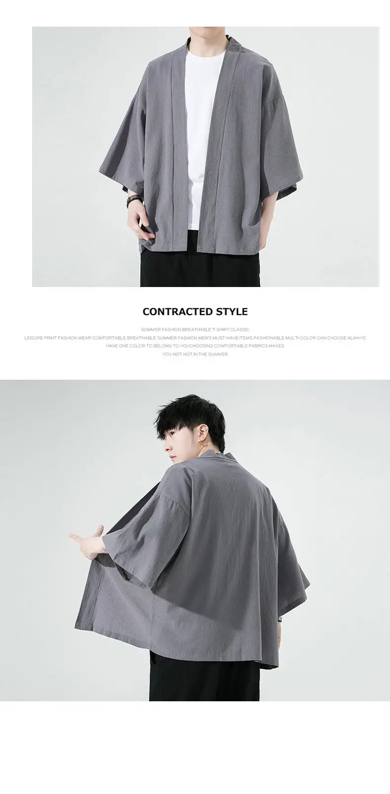 2023 Men Grey Chinese Style Cardigan Large — feature 19