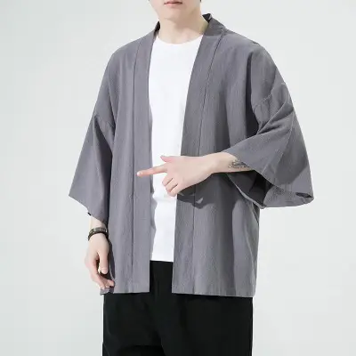2023 Men Grey Chinese Style Cardigan Large — feature 20